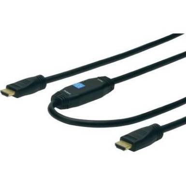 HDMI k&aacute;bel, jelerős&iacute;tővel [1x HDMI dug&oacute; 1x HDMI dug&oacute;] 10m fekete Digitus AK-330105-100-S