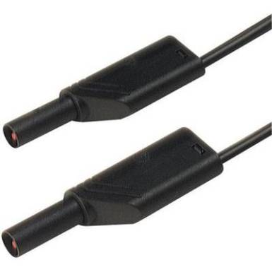 Mérőzsinór, szigetelt mérővezeték 2db 4mm-es toldható banándugóval 1 mm² PVC, 0.25m fekte SKS Hirschmann MLS WS 25/1 Mérőzsinór, szigetelt mérővezeték 2db 4mm-es toldható banándugóval 1 mm² PVC, 0.25m fekte SKS Hirschmann MLS WS 25/1