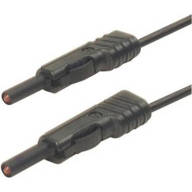 M&eacute;rőzsin&oacute;r, m&eacute;rővezet&eacute;k 2db 4mm-es toldhat&oacute; ban&aacute;ndug&oacute;val 1 mm&sup2; PVC, 25cm fekete SKS Hirschmann MLB 25/1 V
