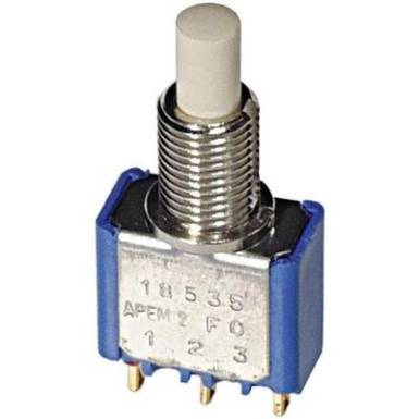 Nyomógomb 30 V/DC 100 mA, 1 x be/(be), APEM 18535CD Nyomógomb 30 V/DC 100 mA, 1 x be/(be), APEM 18535CD