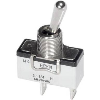 APEM karos kapcsoló 1 x be/ki 250 V/AC 6 A, 6-631H/2 APEM karos kapcsoló 1 x be/ki 250 V/AC 6 A, 6-631H/2
