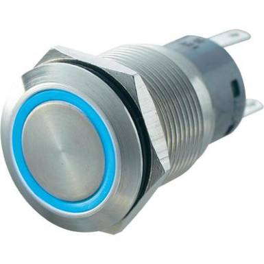 Vandálbiztos nyomókapcsoló körvilágítással, 19 mm, 250 V/AC 5A, kék, LAS1-AGQ-22ZE, Blue Vandálbiztos nyomókapcsoló körvilágítással, 19 mm, 250 V/AC 5A, kék, LAS1-AGQ-22ZE, Blue