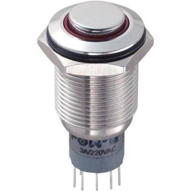 Vandálbiztos nyomógomb kör világítással, piros, 16 mm, 250V/AC, 3A, LAS2GQH-22E/R/12V/S/P Vandálbiztos nyomógomb kör világítással, piros, 16 mm, 250V/AC, 3A, LAS2GQH-22E/R/12V/S/P