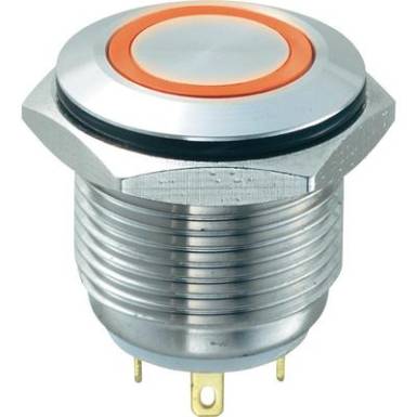 Vandálbiztos nyomógomb kör világítással, piros, 16 mm, 48V/DC, 2A, GQ16F-10E/J/R/12V Vandálbiztos nyomógomb kör világítással, piros, 16 mm, 48V/DC, 2A, GQ16F-10E/J/R/12V