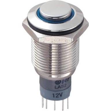 Vandálbiztos nyomógomb kör világítással, kék, 16 mm, 250V/AC, 3A, LAS2GQH-11E/B/12V/N/P Vandálbiztos nyomógomb kör világítással, kék, 16 mm, 250V/AC, 3A, LAS2GQH-11E/B/12V/N/P