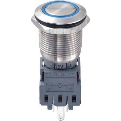 Vandálbiztos nyomógomb19mm 5A/250VAC kék Vandálbiztos nyomógomb19mm 5A/250VAC kék
