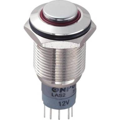 Vandálbiztos nyomógomb kör világítással, piros, 16 mm, 250V/AC, 3A, LAS2GQH-11E/R/12V/N/P Vandálbiztos nyomógomb kör világítással, piros, 16 mm, 250V/AC, 3A, LAS2GQH-11E/R/12V/N/P