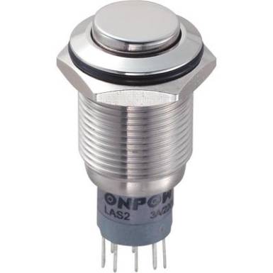 Vandálbiztos nyomógomb, 16 mm, 250V/AC, 3A, LAS2GQH-22/S/P Vandálbiztos nyomógomb, 16 mm, 250V/AC, 3A, LAS2GQH-22/S/P