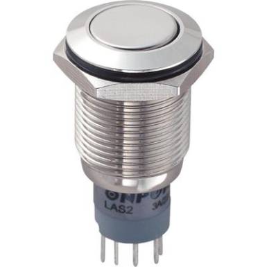 Vandálbiztos nyomógomb, 16 mm, 250V/AC, 3A, LAS2GQF-11/N/P Vandálbiztos nyomógomb, 16 mm, 250V/AC, 3A, LAS2GQF-11/N/P