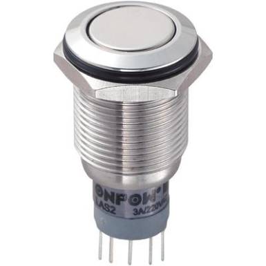 Vandálbiztos nyomókapcsoló, 16 mm, 250 V/AC 3A, LAS2GQF-22Z/S/P Vandálbiztos nyomókapcsoló, 16 mm, 250 V/AC 3A, LAS2GQF-22Z/S/P
