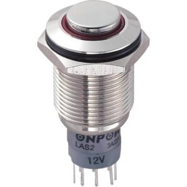 Vandálbiztos nyomógomb kör világítással, piros, 16 mm, 250V/AC, 3A, LAS2GQH-22E/R/12V/N/P Vandálbiztos nyomógomb kör világítással, piros, 16 mm, 250V/AC, 3A, LAS2GQH-22E/R/12V/N/P