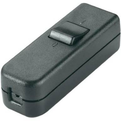 interBär 1 pólusú zsinórkapcsoló, 6 A 50 V/AC, fekete interBär 1 pólusú zsinórkapcsoló, 6 A 50 V/AC, fekete