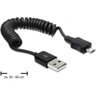 DELOCK kábel USB 2.0-A male to USB micro-B male, spirál kábel