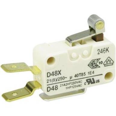 Cherry miniatűr karos mikrokapcsoló, 250V/AC, 1 váltó, csúszósarus, D489-V3RA Cherry miniatűr karos mikrokapcsoló, 250V/AC, 1 váltó, csúszósarus, D489-V3RA