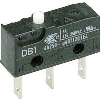 Cherry szubminiatűr mikrokapcsoló, 250V/AC, 1 váltó, csúszósarus, DB1C-B1AA Cherry szubminiatűr mikrokapcsoló, 250V/AC, 1 váltó, csúszósarus, DB1C-B1AA