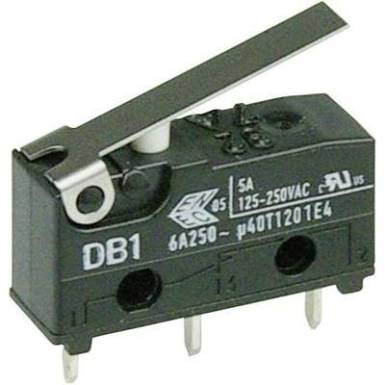 Cherry szubminiatűr mikrokapcsoló, 250V/AC, 1 váltó, nyákba forrasztós, DB1C-C1LB Cherry szubminiatűr mikrokapcsoló, 250V/AC, 1 váltó, nyákba forrasztós, DB1C-C1LB