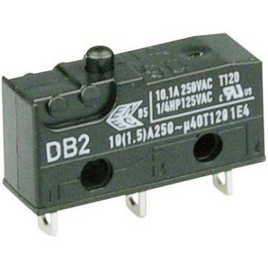 Cherry szubminiatűr karos mikrokapcsoló, 250V/AC, 1 váltó, forrasztós, DB2C-A1AA Cherry szubminiatűr karos mikrokapcsoló, 250V/AC, 1 váltó, forrasztós, DB2C-A1AA