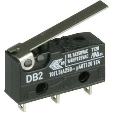 Cherry szubminiatűr karos mikrokapcsol&oacute;, 250V/AC, 1 v&aacute;lt&oacute;, forraszt&oacute;s, DB2C-A1LC