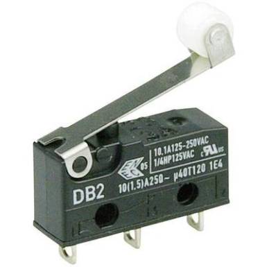 Cherry szubminiatűr karos mikrokapcsoló, 250V/AC, 1 váltó, forrasztós, DB2C-A1RC Cherry szubminiatűr karos mikrokapcsoló, 250V/AC, 1 váltó, forrasztós, DB2C-A1RC