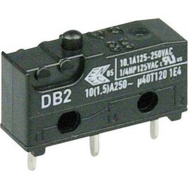 Cherry szubminiatűr karos mikrokapcsoló, 250V/AC, 1 váltó, nyákba forrasztós, DB2C-C1AA Cherry szubminiatűr karos mikrokapcsoló, 250V/AC, 1 váltó, nyákba forrasztós, DB2C-C1AA