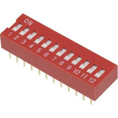 DIP kapcsol&oacute; műk&ouml;dtető s&uuml;llyesztve P&oacute;lussz&aacute;m 12 24 V/DC 100 mA Conrad DRS DSR-12 Slide