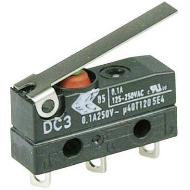 Szubminiatűr kapcsoló, 250 V/AC 1 váltó Forrasztható csatlakozás IP67 Cherry Switches DC3C-A1LC Szubminiatűr kapcsoló, 250 V/AC 1 váltó Forrasztható csatlakozás IP67 Cherry Switches DC3C-A1LC
