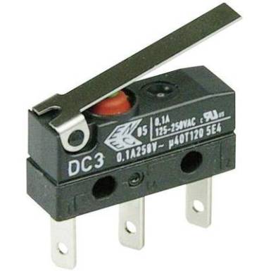Cherry Switches Szubminiatűr kapcsoló, 250 V/AC DC3 DC3C-L1LC 1 váltó laposérintkezős dugó, 2,8 x 0,5 mm IP67 Cherry Switches Szubminiatűr kapcsoló, 250 V/AC DC3 DC3C-L1LC 1 váltó laposérintkezős dugó, 2,8 x 0,5 mm IP67