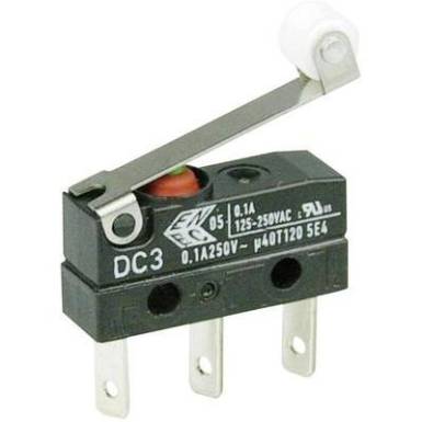 Cherry Switches Szubminiatűr kapcsoló, 250 V/AC DC3 DC3C-L1RC 1 váltó laposérintkezős dugó, 2,8 x 0,5 mm IP67 Cherry Switches Szubminiatűr kapcsoló, 250 V/AC DC3 DC3C-L1RC 1 váltó laposérintkezős dugó, 2,8 x 0,5 mm IP67