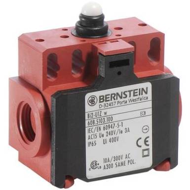 Pozíció kapcsoló, nyomócsapos, 240 V/AC, 10 A, 58 mm, 1 záró/1 nyitó, Bernstein BI2-SU1Z W Pozíció kapcsoló, nyomócsapos, 240 V/AC, 10 A, 58 mm, 1 záró/1 nyitó, Bernstein BI2-SU1Z W