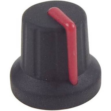Készülékgomb, K86R fekete/piros 6MM SPL Készülékgomb, K86R fekete/piros 6MM SPL
