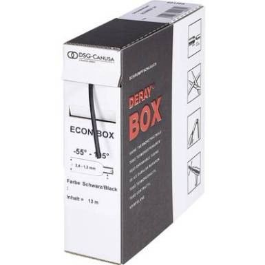 Adagoló doboz, DERAY® - I 3000Ø (zsugorodás előtt/után): 9.5 mm/3 mm, zsugorodási arány 3:15 m, fekete Adagoló doboz, DERAY® - I 3000Ø (zsugorodás előtt/után): 9.5 mm/3 mm, zsugorodási arány 3:15 m, fekete