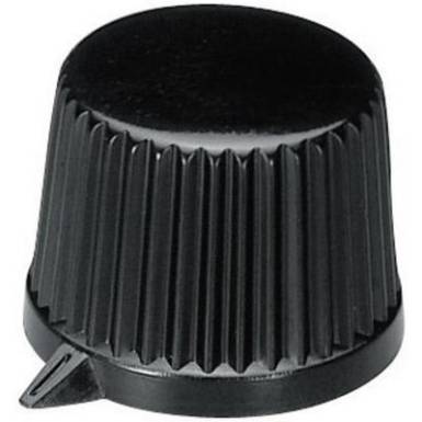 Fr&ouml;cs&ouml;nt&ouml;tt forgat&oacute;gomb mutat&oacute;val, 4 mm-es tengelyre, fekete, 11,4 x 4 x 9,5 x 10,5 x 1,3 x 9 x 8,5 mm, OKW