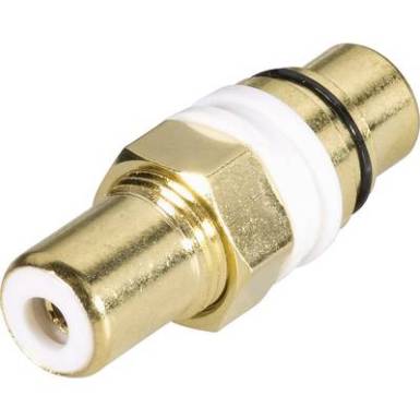 Beépíthető RCA adapter, aranyozott, belül szigetelt, fehér Beépíthető RCA adapter, aranyozott, belül szigetelt, fehér