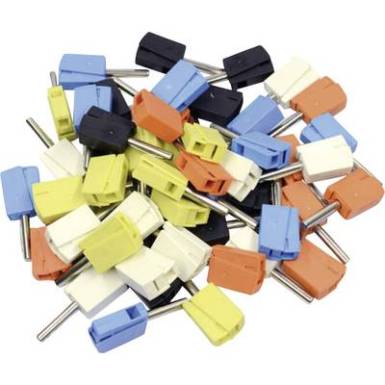 WAGO gyorsszórítós banándugó készlet, Ø 4 mm, fekete, sárga, kék, fehér, narancs, 50db, 215-111 WAGO gyorsszórítós banándugó készlet, Ø 4 mm, fekete, sárga, kék, fehér, narancs, 50db, 215-111