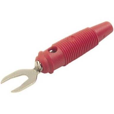 SKS Hirschmann villás labordugó, Ø 4 mm, 30 A, piros, 930.584-101 SKS Hirschmann villás labordugó, Ø 4 mm, 30 A, piros, 930.584-101