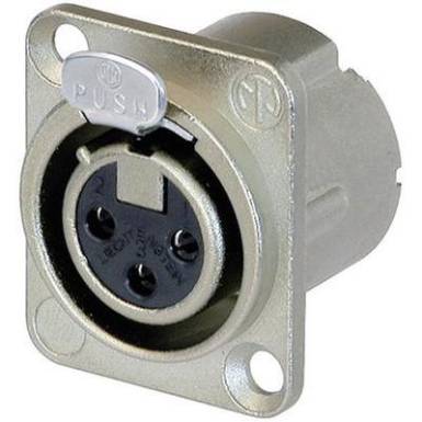 XLR csatlakoz&oacute; peremes h&uuml;vely, egyenes &eacute;rintkezők p&oacute;lussz&aacute;m: 3 ez&uuml;st Neutrik NC3FD-LX 1 db