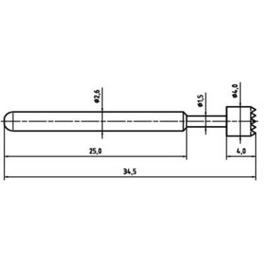 Mérőhegy, rugóérintkezős mérőtüske PTR 1040-C-1.5N-NI-4.0 Mérőhegy, rugóérintkezős mérőtüske PTR 1040-C-1.5N-NI-4.0