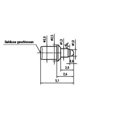 Mérőhegy, rugóérintkezős mérőtüske PTR 5099-D-2.0N-AU-1.0C Mérőhegy, rugóérintkezős mérőtüske PTR 5099-D-2.0N-AU-1.0C