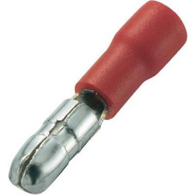 Kerek dugó, 0.5 mm² 1 mm² stift Ø: 4 mm, részben szigetelt, piros, Conrad 93014c555 100 db Kerek dugó, 0.5 mm² 1 mm² stift Ø: 4 mm, részben szigetelt, piros, Conrad 93014c555 100 db