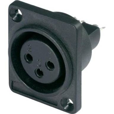 XLR csatlakoz&oacute; peremes h&uuml;vely, egyenes &eacute;rintkezők p&oacute;lussz&aacute;m: 3 fekete Hicon HI-X3DF-P 1 db
