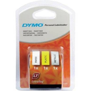 DYMO feliratoz&oacute;szalag k&eacute;szlet LetraTag, 12mm, feh&eacute;r,s&aacute;rga,ez&uuml;st/fekete, S0721800