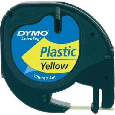 DYMO feliratozószalag LetraTag, 12mm, hiper-sárga/fekete, polieszter, S0721670 DYMO feliratozószalag LetraTag, 12mm, hiper-sárga/fekete, polieszter, S0721670