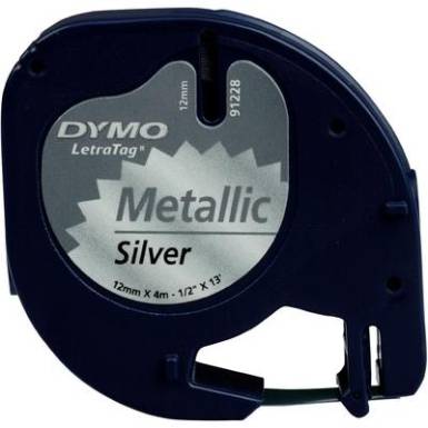DYMO feliratozószalag LetraTag, 12mm, ezüst/fekete, fém, S0721750 DYMO feliratozószalag LetraTag, 12mm, ezüst/fekete, fém, S0721750
