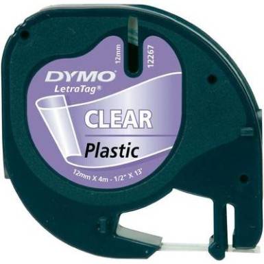 DYMO feliratoz&oacute;szalag LetraTag, 12mm, &aacute;tl&aacute;tsz&oacute;/fekete, polieszter, S0721550