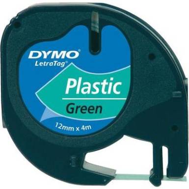 DYMO feliratozószalag LetraTag, 12mm, zöld/fekete, polieszter, S0721690 DYMO feliratozószalag LetraTag, 12mm, zöld/fekete, polieszter, S0721690