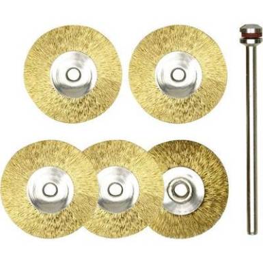Kerek formájú réz csiszoló korong készlet, 5 db-os, drót korong, kefe Ø 22 mm/nyél Ø 2,35 mm, Proxxon Micromot 28 962 Kerek formájú réz csiszoló korong készlet, 5 db-os, drót korong, kefe Ø 22 mm/nyél Ø 2,35 mm, Proxxon Micromot 28 962