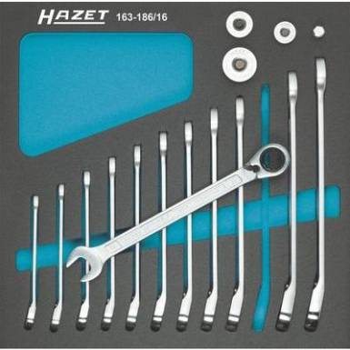 Racsnis csillag villáskulcs készlet négyszög adapterrel, Hazet 163-186/16 Racsnis csillag villáskulcs készlet négyszög adapterrel, Hazet 163-186/16