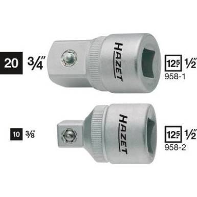 Adapter belsőnégyszögről 12,5 mm (1/2) külső négyszögre 20 mm (3/4), Hazet 958-1 Adapter belsőnégyszögről 12,5 mm (1/2) külső négyszögre 20 mm (3/4), Hazet 958-1