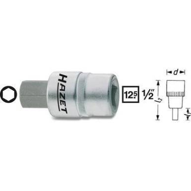 Hatlapú csavarhúzófej belső hatszögű csavarokhoz 14 mm, belső négyszög 12,5 mm (1/2), Hazet 986-14 Hatlapú csavarhúzófej belső hatszögű csavarokhoz 14 mm, belső négyszög 12,5 mm (1/2), Hazet 986-14