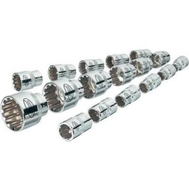 Sokszögű dugókulcsfej készlet 12,5 mm (1/2"), 17 részes, Vigor V1898 Sokszögű dugókulcsfej készlet 12,5 mm (1/2"), 17 részes, Vigor V1898